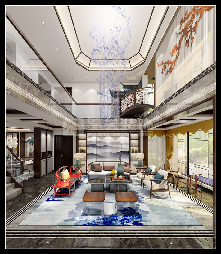 貴陽200平復試樓新中式風格裝修樣板房設計賞析
